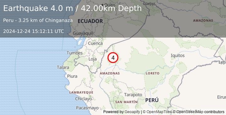 Earthquake PERU-ECUADOR BORDER REGION (4.0 m) (2024-12-24 15:12:11 UTC)