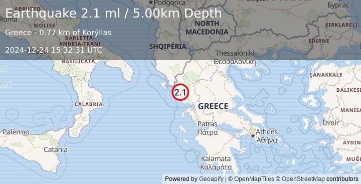 Earthquake GREECE (2.1 ml) (2024-12-24 15:32:31 UTC)