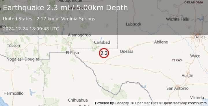 Earthquake WESTERN TEXAS (2.3 ml) (2024-12-24 18:09:48 UTC)