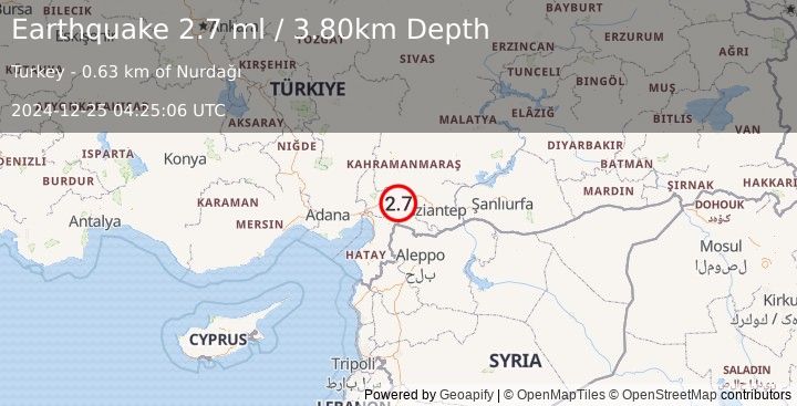 Earthquake CENTRAL TURKEY (2.7 ml) (2024-12-25 04:25:06 UTC)