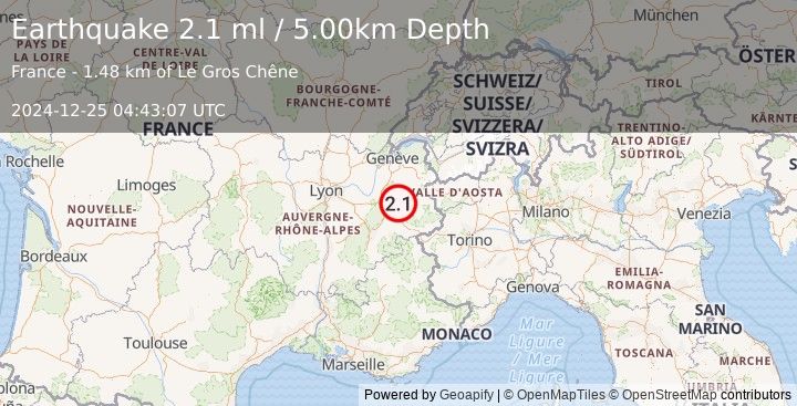 Earthquake FRANCE (2.1 ml) (2024-12-25 04:43:07 UTC)