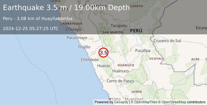 Earthquake CENTRAL PERU (3.5 m) (2024-12-25 05:27:25 UTC)