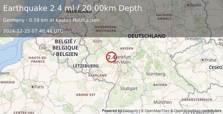 Earthquake GERMANY (2.4 ml) (2024-12-25 07:40:46 UTC)