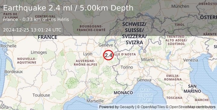 Earthquake FRANCE (2.4 ml) (2024-12-25 13:01:24 UTC)