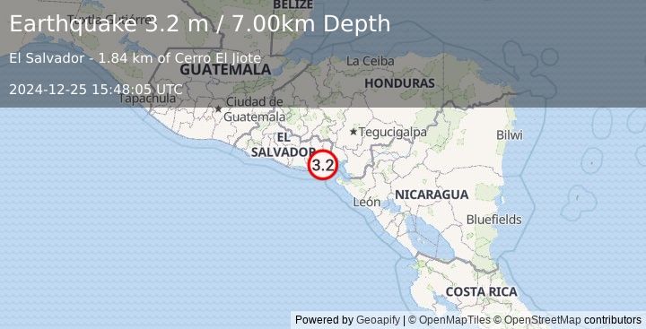 Earthquake EL SALVADOR (3.2 m) (2024-12-25 15:48:05 UTC)