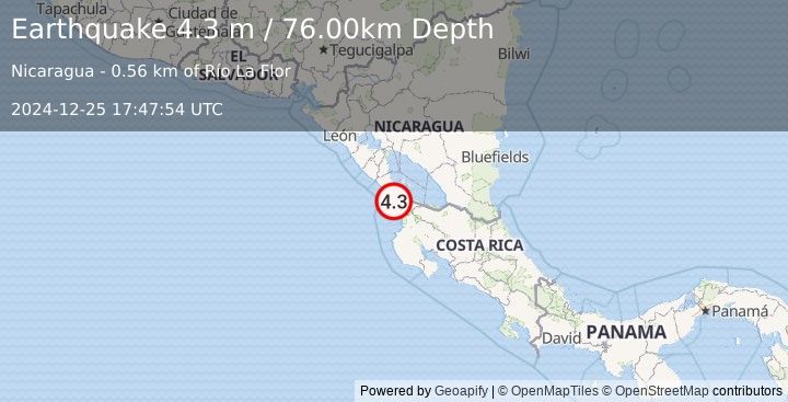 Earthquake NICARAGUA (4.3 m) (2024-12-25 17:47:54 UTC)