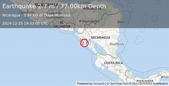 Earthquake NICARAGUA (2.7 m) (2024-12-25 19:33:00 UTC)