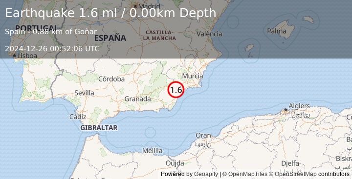 Earthquake SPAIN (1.6 ml) (2024-12-26 00:52:06 UTC)