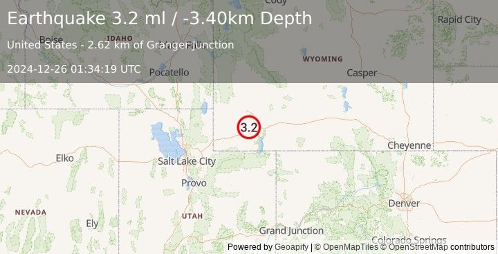 Earthquake WYOMING (3.3 ml) (2024-12-26 01:34:18 UTC)