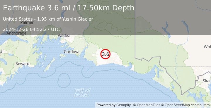 Earthquake SOUTHERN ALASKA (3.6 ml) (2024-12-26 04:52:28 UTC)