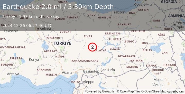 Earthquake CENTRAL TURKEY (2.0 ml) (2024-12-26 06:27:46 UTC)