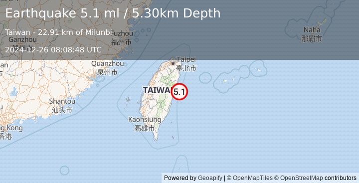 Earthquake TAIWAN (4.9 ml) (2024-12-26 08:08:47 UTC)