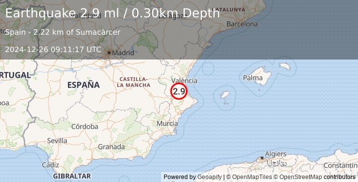 Earthquake SPAIN (2.9 ml) (2024-12-26 09:11:17 UTC)