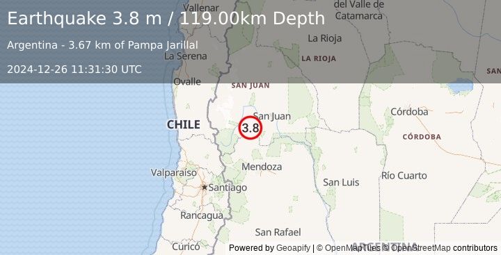 Earthquake SAN JUAN, ARGENTINA (3.8 m) (2024-12-26 11:31:30 UTC)