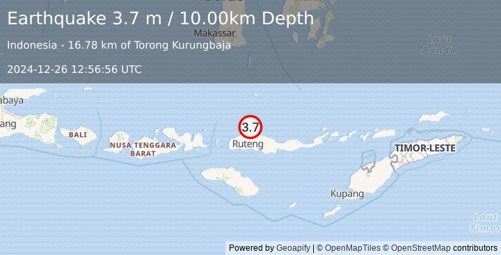 Earthquake FLORES REGION, INDONESIA (3.7 m) (2024-12-26 12:56:56 UTC)