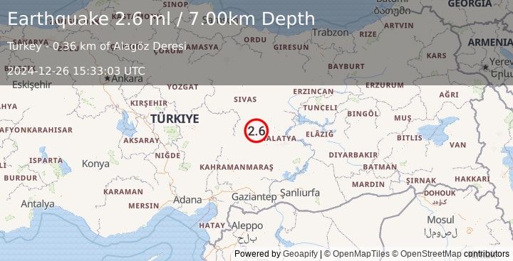 Earthquake CENTRAL TURKEY (2.6 ml) (2024-12-26 15:33:03 UTC)