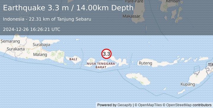 Earthquake BALI SEA (3.3 m) (2024-12-26 16:26:21 UTC)