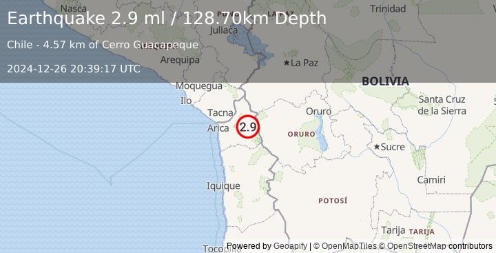 Earthquake TARAPACA, CHILE (2.9 ml) (2024-12-26 20:39:17 UTC)