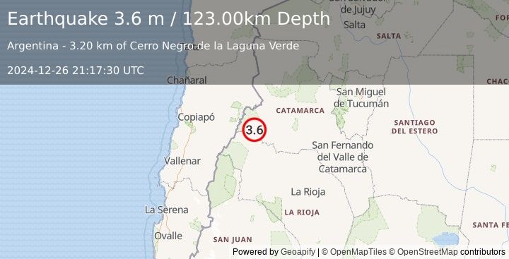 Earthquake CATAMARCA, ARGENTINA (3.6 m) (2024-12-26 21:17:30 UTC)