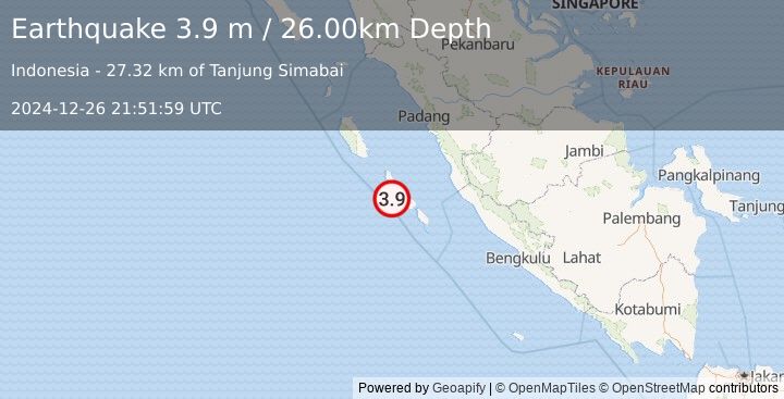 Earthquake KEP. MENTAWAI REGION, INDONESIA (3.9 m) (2024-12-26 21:51:59 UTC)