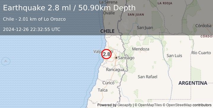 Earthquake VALPARAISO, CHILE (2.8 ml) (2024-12-26 22:32:55 UTC)