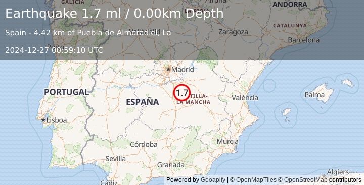 Earthquake SPAIN (1.7 ml) (2024-12-27 00:59:10 UTC)