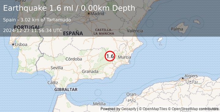 Earthquake SPAIN (1.6 ml) (2024-12-27 11:56:34 UTC)