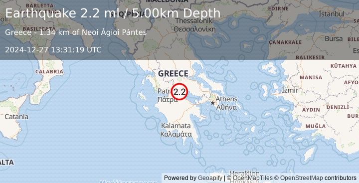 Earthquake GREECE (2.2 ml) (2024-12-27 13:31:19 UTC)