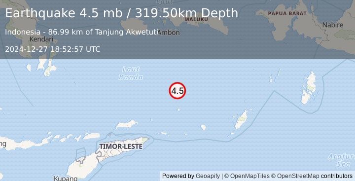 Earthquake BANDA SEA (4.5 mb) (2024-12-27 18:52:57 UTC)