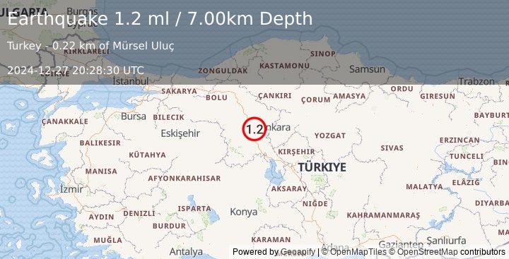 Earthquake CENTRAL TURKEY (1.2 ml) (2024-12-27 20:28:30 UTC)