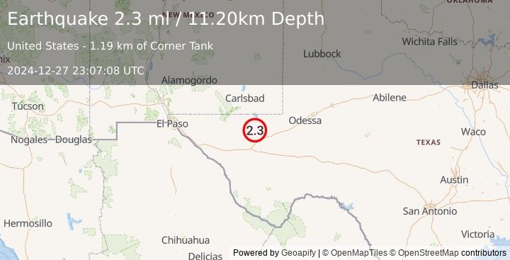 Earthquake WESTERN TEXAS (2.0 ml) (2024-12-27 23:06:44 UTC)