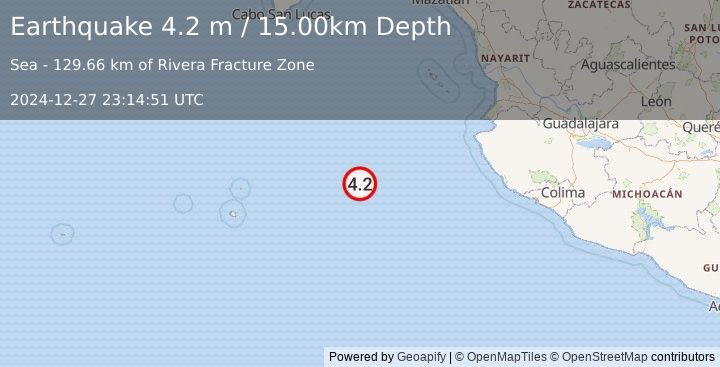 Earthquake REVILLA GIGEDO ISLANDS REGION (4.2 m) (2024-12-27 23:14:51 UTC)