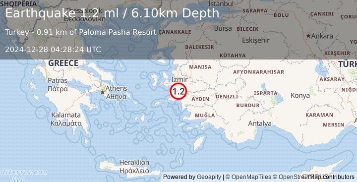 Earthquake WESTERN TURKEY (1.2 ml) (2024-12-28 04:28:24 UTC)