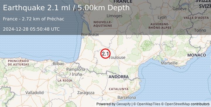 Earthquake FRANCE (2.1 ml) (2024-12-28 05:50:48 UTC)