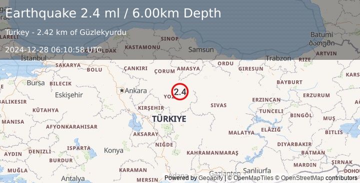 Earthquake CENTRAL TURKEY (2.3 ml) (2024-12-28 06:10:57 UTC)