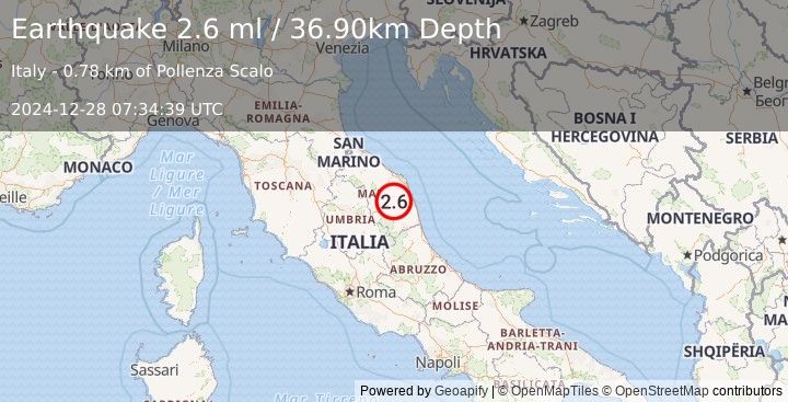 Earthquake CENTRAL ITALY (2.6 ml) (2024-12-28 07:34:39 UTC)