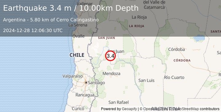 Earthquake SAN JUAN, ARGENTINA (3.4 m) (2024-12-28 12:06:30 UTC)