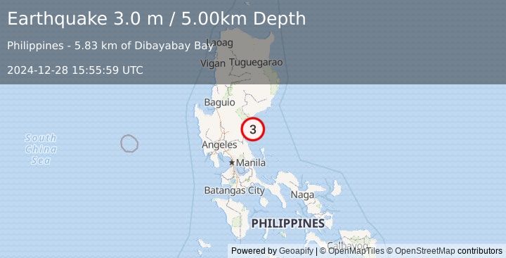 Earthquake LUZON, PHILIPPINES (3.0 m) (2024-12-28 15:55:59 UTC)