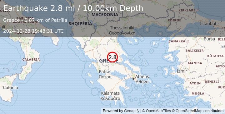 Earthquake GREECE (2.8 ml) (2024-12-28 19:48:31 UTC)