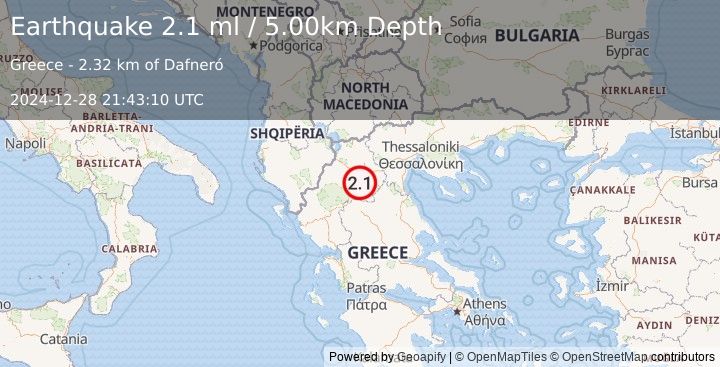 Earthquake GREECE (2.1 ml) (2024-12-28 21:43:10 UTC)