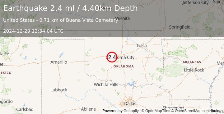 Earthquake OKLAHOMA (2.1 ml) (2024-12-29 12:34:05 UTC)