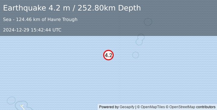 Earthquake KERMADEC ISLANDS REGION (4.2 m) (2024-12-29 15:42:44 UTC)