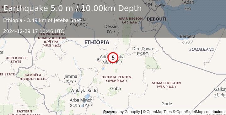 Earthquake ETHIOPIA (4.9 mb) (2024-12-29 17:10:44 UTC)