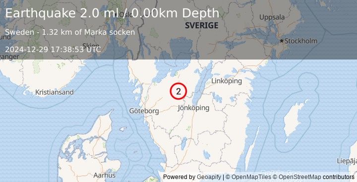 Earthquake SWEDEN (2.0 ml) (2024-12-29 17:38:53 UTC)