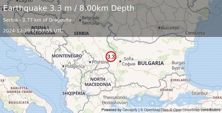 Earthquake SERBIA (3.3 m) (2024-12-29 17:57:57 UTC)