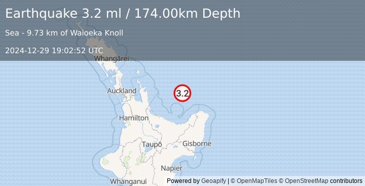 Earthquake OFF E. COAST OF N. ISLAND, N.Z. (3.2 ml) (2024-12-29 19:02:52 UTC)