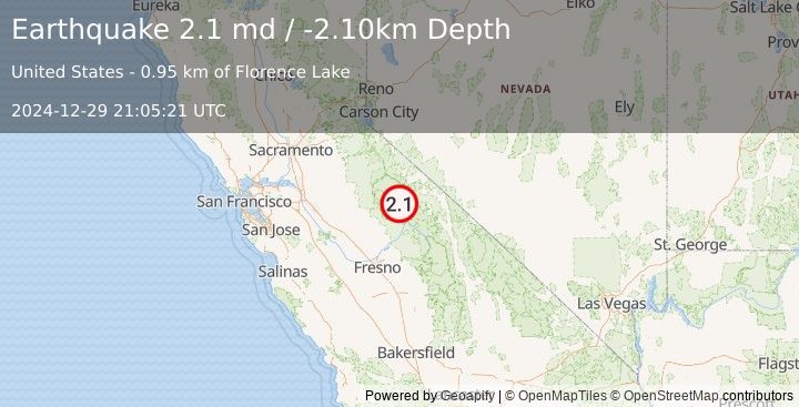 Earthquake CENTRAL CALIFORNIA (2.1 md) (2024-12-29 21:05:21 UTC)