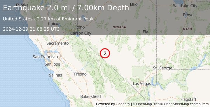 Earthquake NEVADA (2.0 ml) (2024-12-29 21:08:25 UTC)