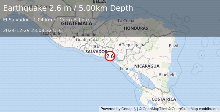 Earthquake EL SALVADOR (2.6 m) (2024-12-29 23:08:32 UTC)