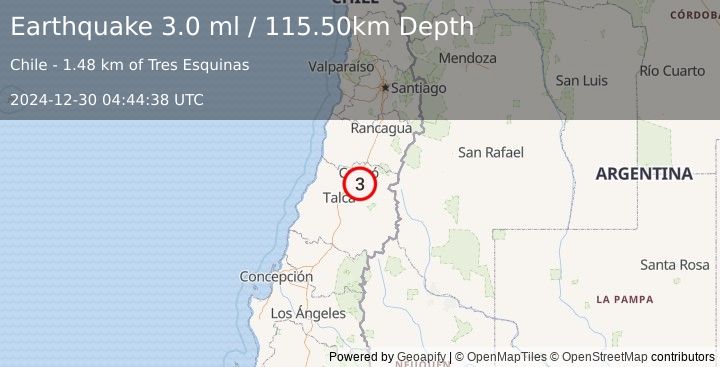 Earthquake MAULE, CHILE (3.0 ml) (2024-12-30 04:44:38 UTC)